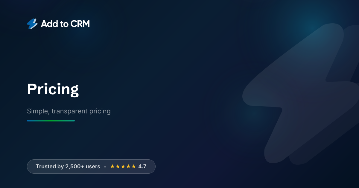 Pricing for our CRM Integrations | Add to CRM